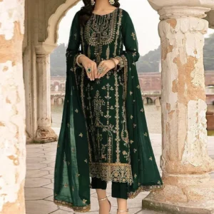 Cbazaar Women's Embroidered Narrow Straight Pant Suit