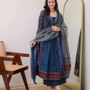 ANNI Designer Women's Anarkali Kurta Set with Dupatta Pure Cotton Suit Set for Women's