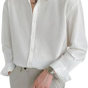 GRECIILOOKS Men's Formal Button Down Shirt – Slim Fit Polycotton Shirt's for Men